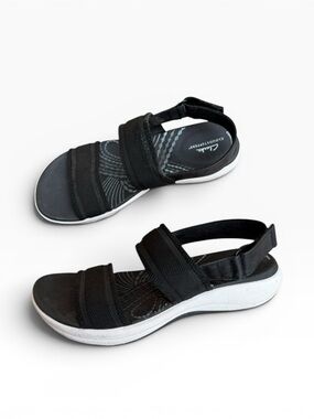 Clarks Women's Mira Sea Black Cloudsteppers Sport Walking Sandals size 8 W